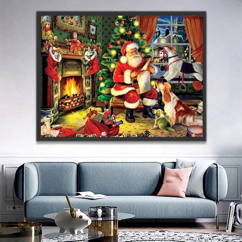 Kerstman en Puppies Schilderen op Nummers