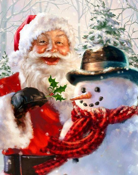 Kerstman en Sneeuwman met de Hoed Schilderen op Nummers