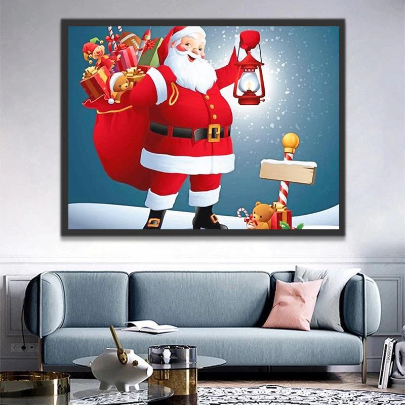 Kerstman met Cadeautjes op Zijn Rug Schilderen op Nummers