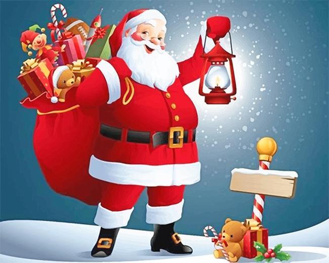 Kerstman met Cadeautjes op Zijn Rug Schilderen op Nummers