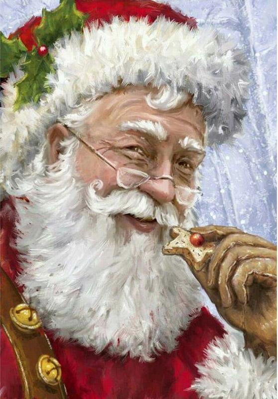 Kerstman met een Bril Koekjes Eten Schilderen op Nummers