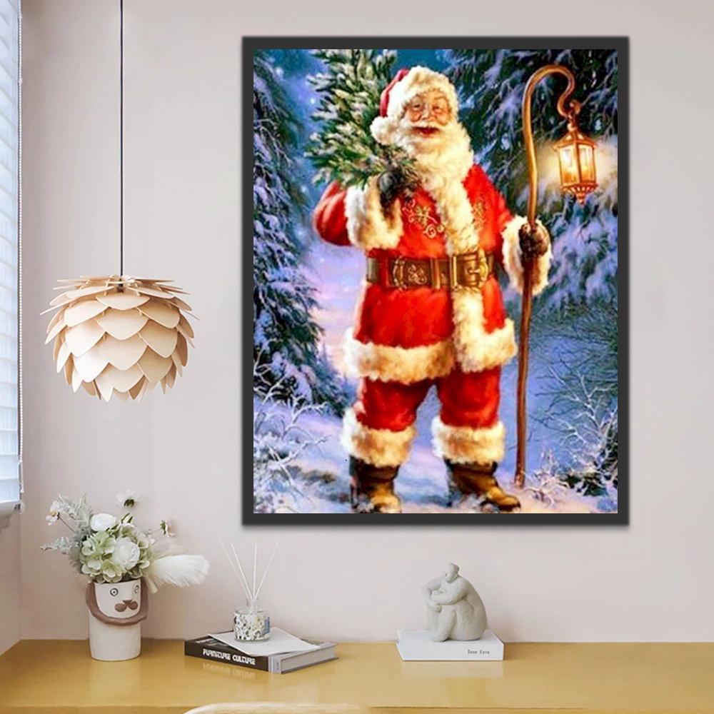 Kerstman met Kerstboom op Zijn Schouders Schilderen op Nummers