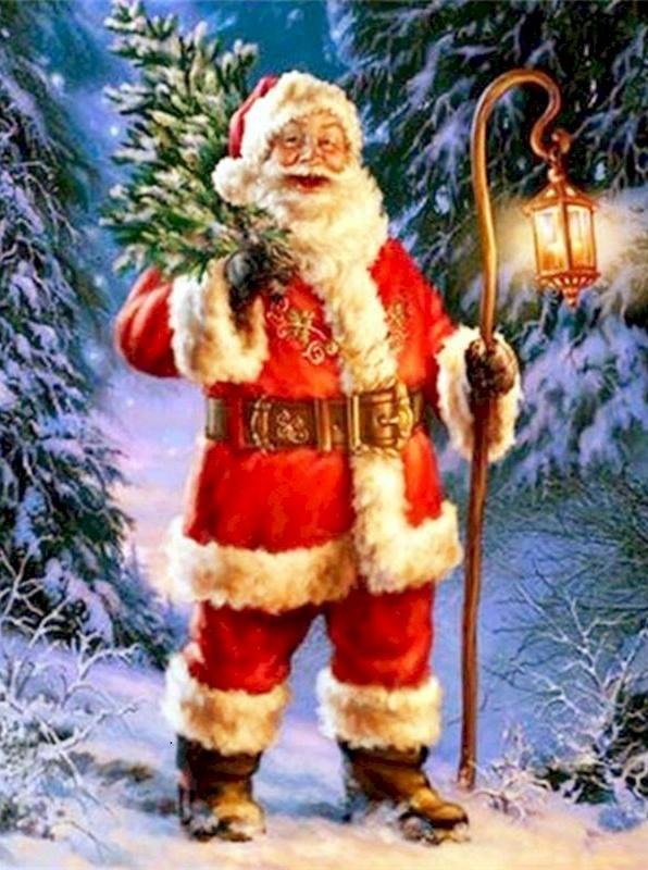 Kerstman met Kerstboom op Zijn Schouders Schilderen op Nummers