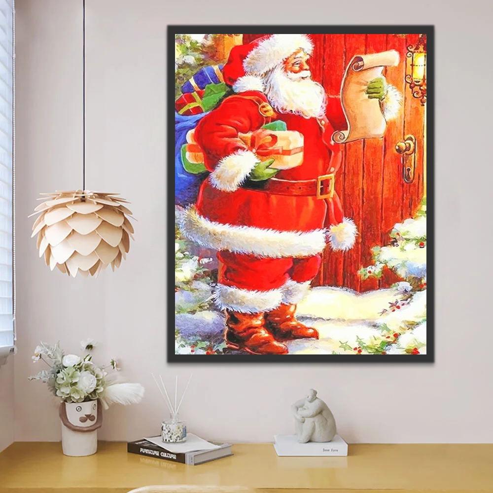 Kerstman met Papier in de Hand Schilderen op Nummers