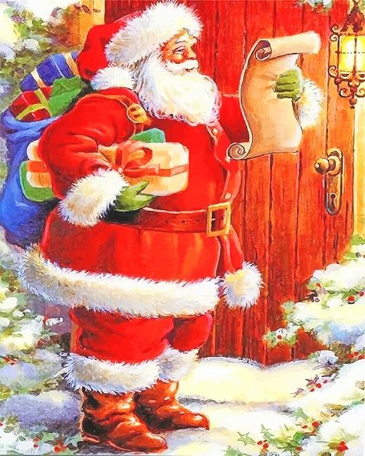 Kerstman met Papier in de Hand Schilderen op Nummers