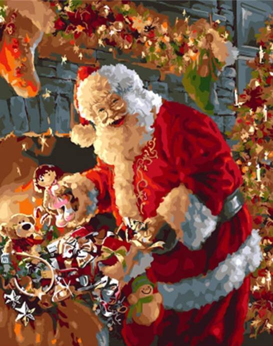 Kerstman met Poppen Schilderen op Nummers