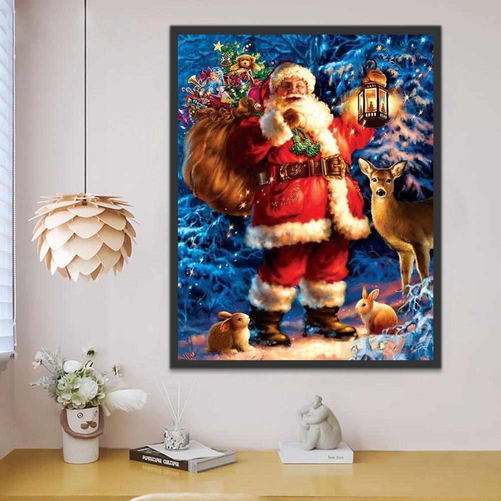 Kerstman met Veel Cadeautjes Schilderen op Nummers