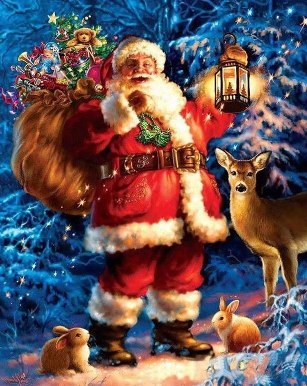 Kerstman met Veel Cadeautjes Schilderen op Nummers
