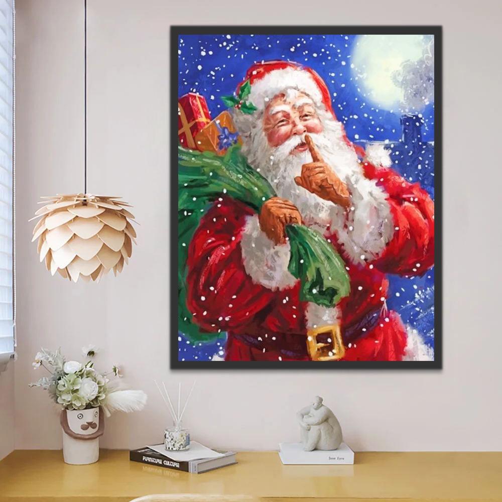 Kerstman op een Besneeuwde Nacht Schilderen op Nummers