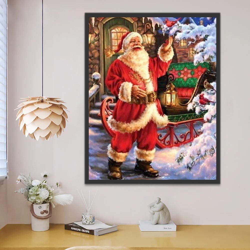 Kerstman Speelt met een Rode Vogel Schilderen op Nummers