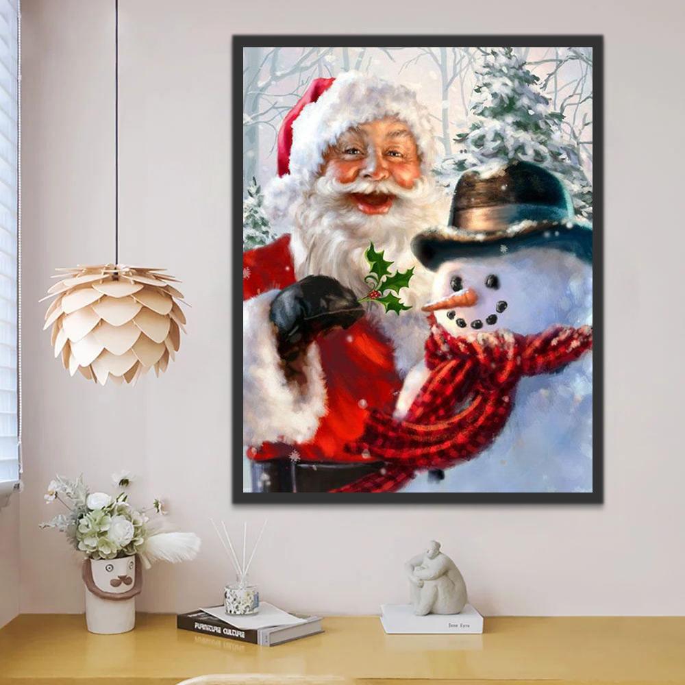 Kerstman Versiert Sneeuwpop Schilderen op Nummers