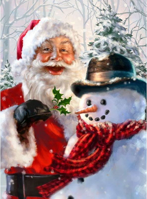 Kerstman Versiert Sneeuwpop Schilderen op Nummers