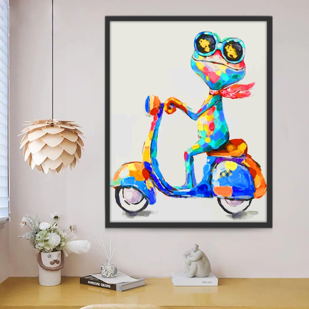 Kikker op de e-bike Schilderen op Nummers