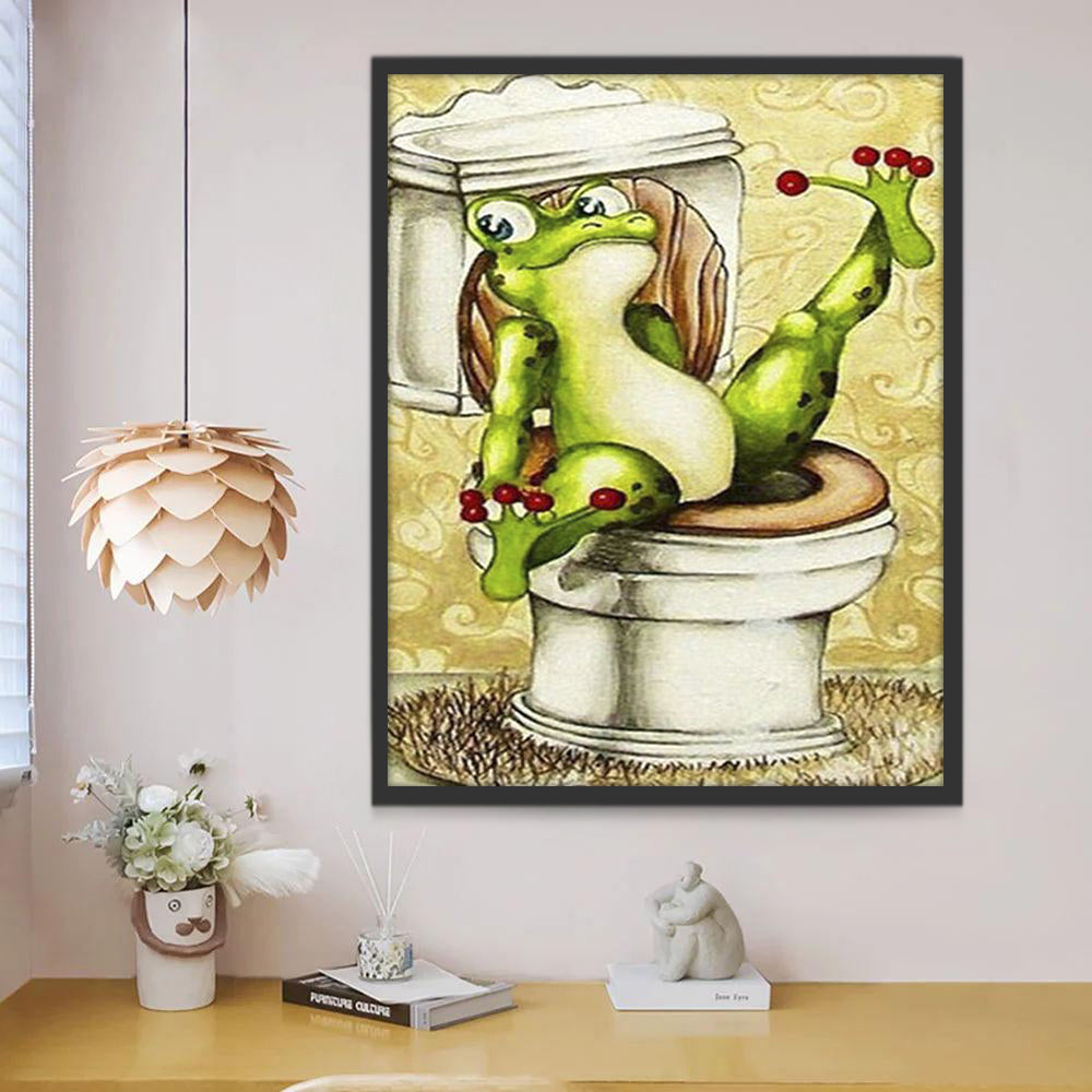 Kikker op het Toilet Schilderen op Nummers