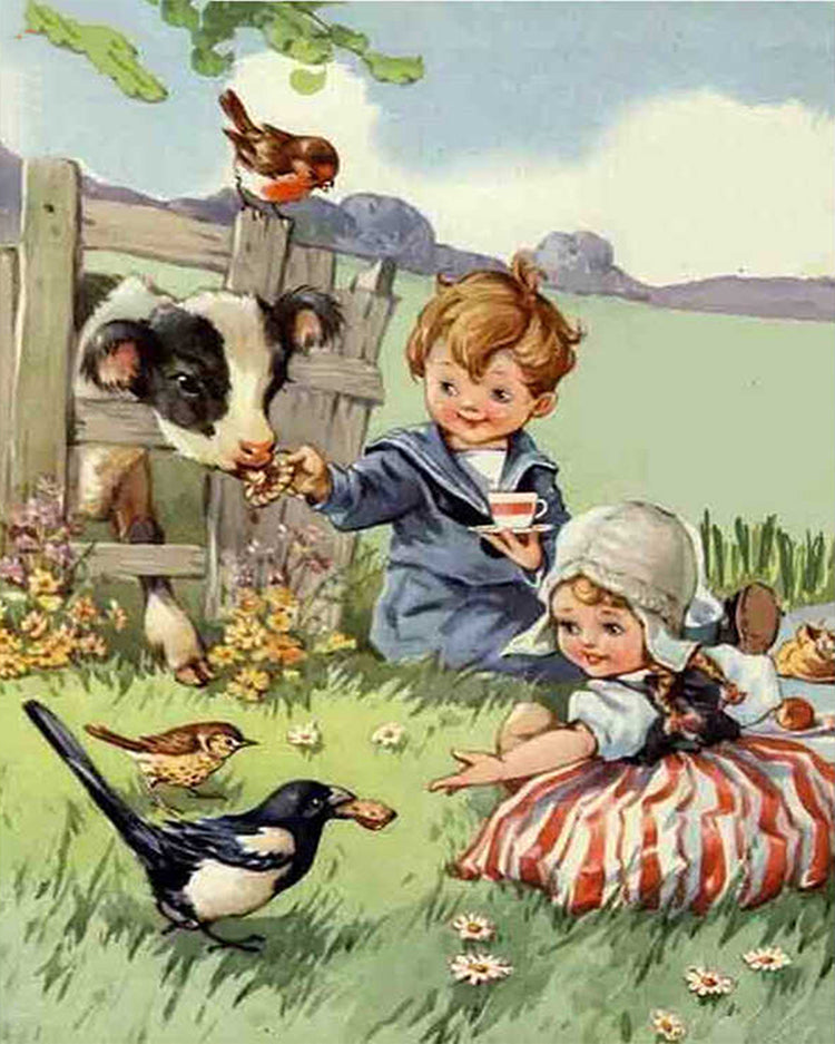 Kinderen Voeren de Dieren Schilderen op Nummers