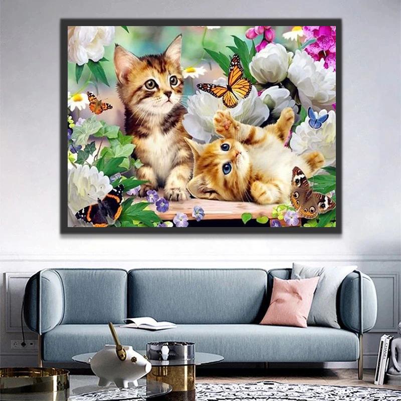 Kittens en Vlinders in de Blumen Schilderen op Nummers