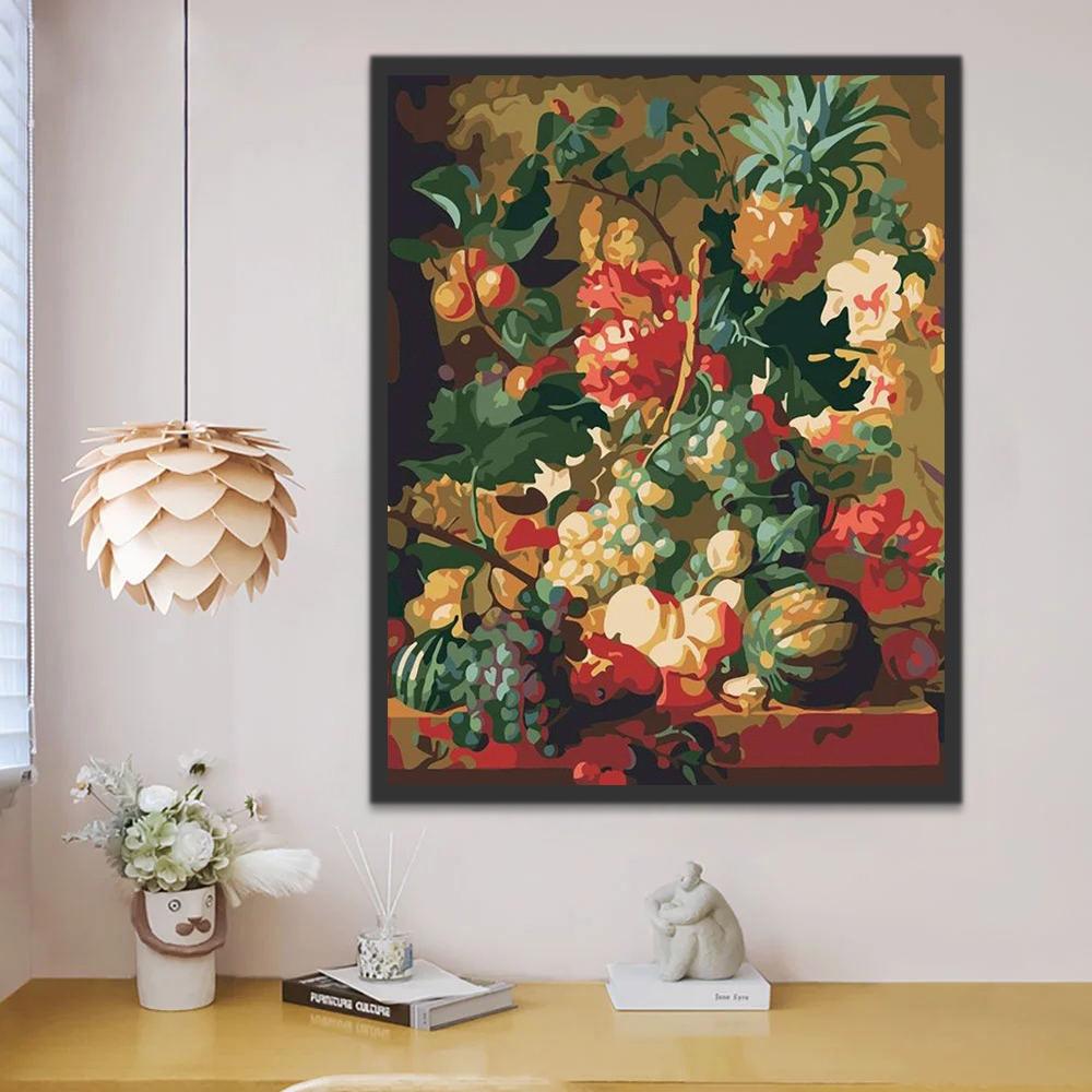 Klassiek Olieverfschilderij Bloemen en een Verscheidenheid aan Fruit Schilderen op Nummers