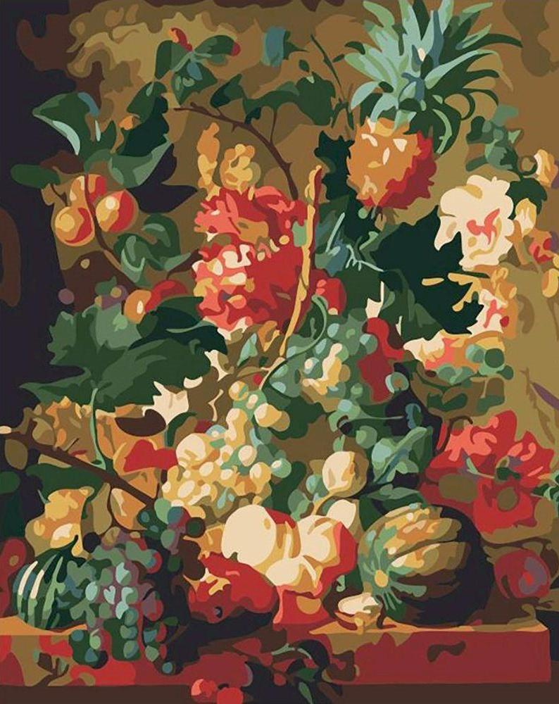 Klassiek Olieverfschilderij Bloemen en een Verscheidenheid aan Fruit Schilderen op Nummers