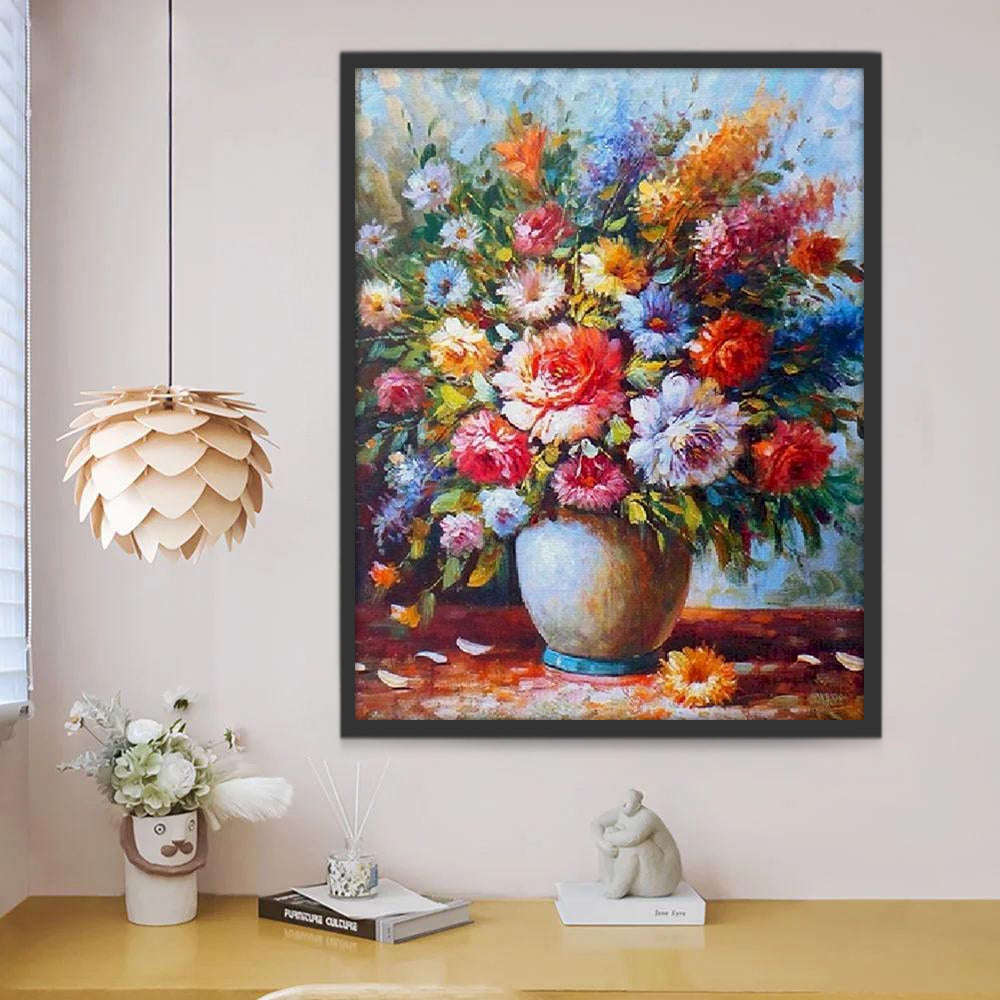 Klassiek olieverfschilderij met heldere en weelderige bloemen Schilderen op Nummers