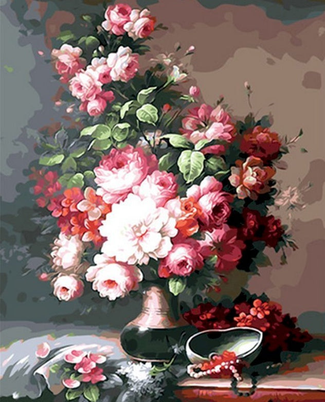 Klassieke Vaas vol Bloemen Schilderen op Nummers