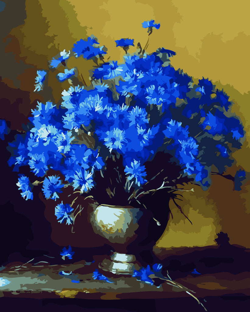 Kleine Blauwe Bloemen Schilderen op Nummers