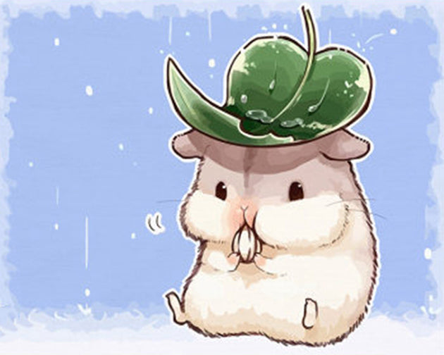 Kleine hamster met een blad op zijn kop Schilderen op Nummers