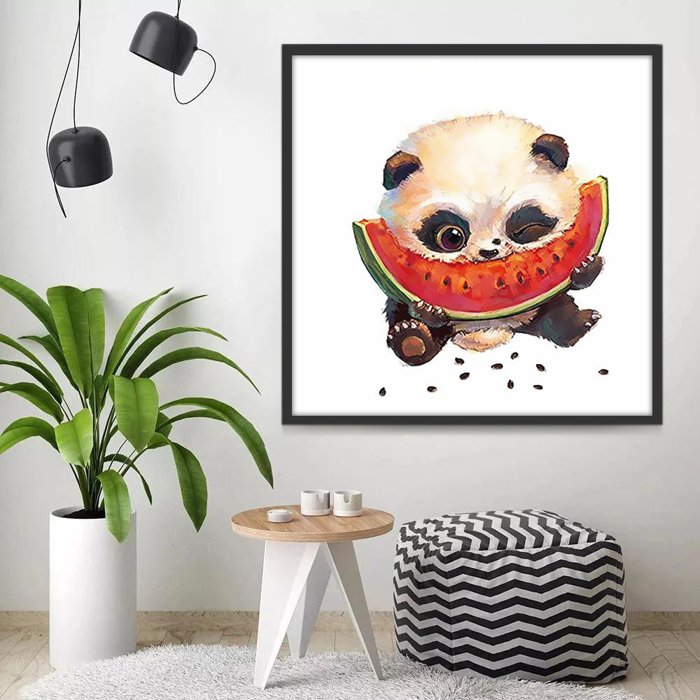 Kleine Panda die Watermeloen Eet Schilderen op Nummers