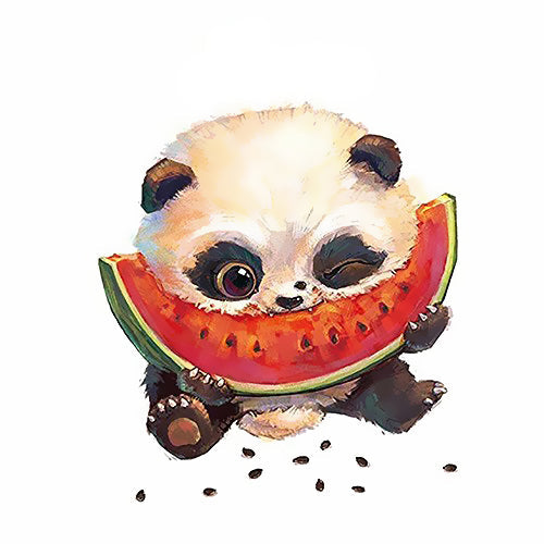 Kleine Panda die Watermeloen Eet Schilderen op Nummers