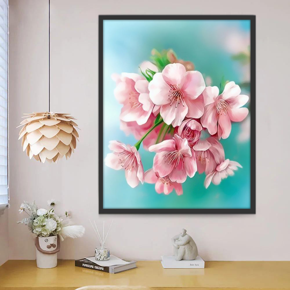 Kleine Roze Bloemen aan een Tak Schilderen op Nummers