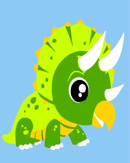 Kleine Schattige Cartoon Groene Dinosaurus Schilderen op Nummers