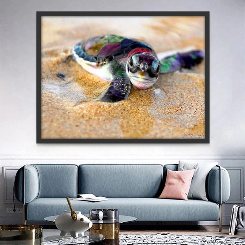 Kleine Schildpad op het Strand Schilderen op Nummers