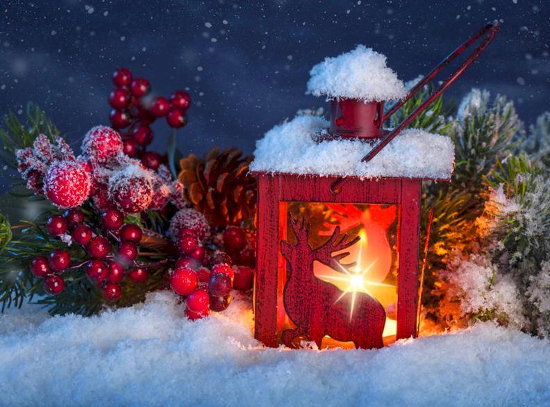 Kleine Verlichting Verlicht in de Sneeuw Schilderen op Nummers