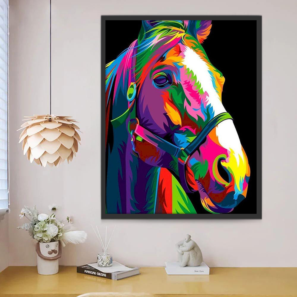 Kleurrijk Paard in het Donker Schilderen op Nummers
