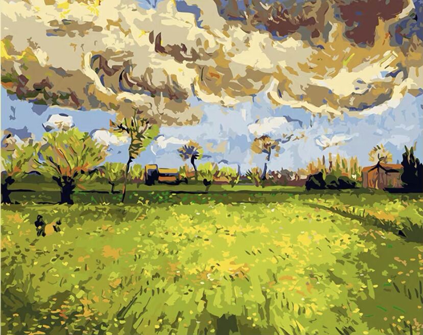 Kleurrijk Platteland met Wisselende Wolken Schilderen op Nummers