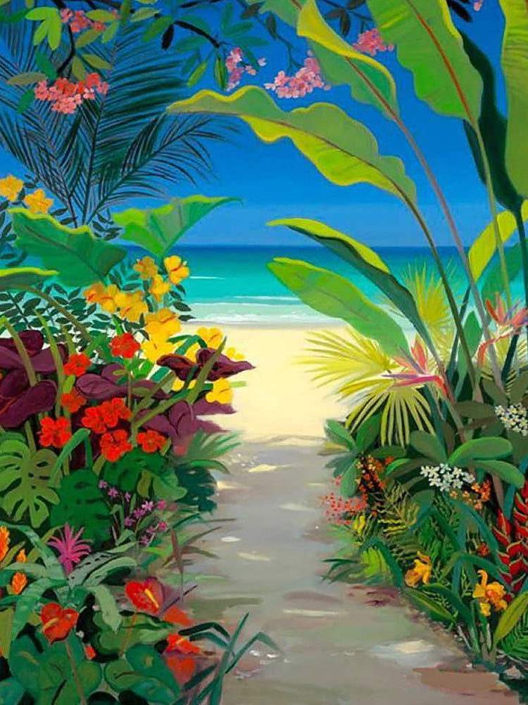 Kleurrijke Bloemen op het Strand Schilderen op Nummers