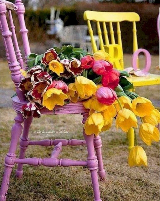 Kleurrijke Bloemen op Pastel Stoel Schilderen op Nummers
