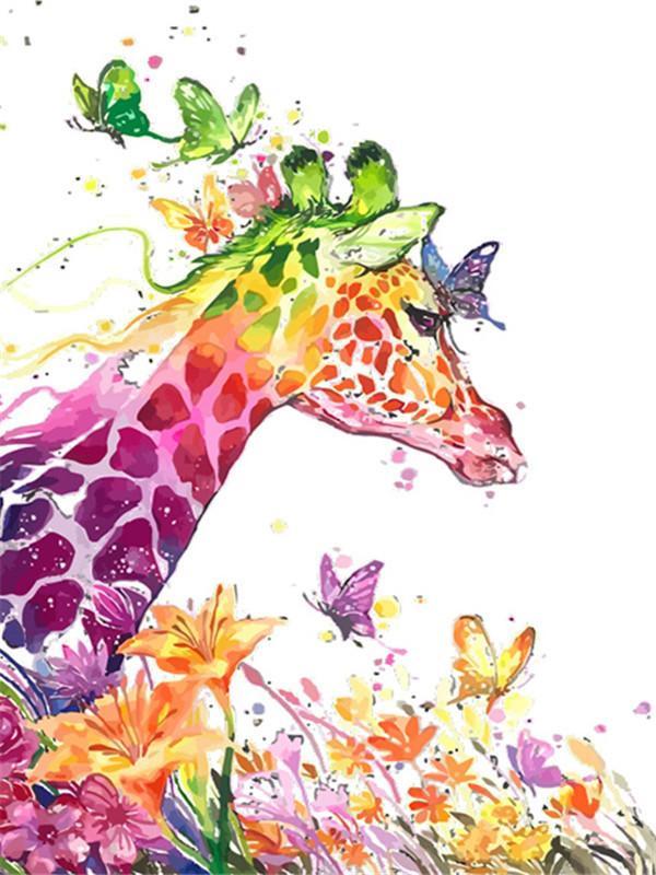 Kleurrijke Giraffe en Vlinders Schilderen op Nummers
