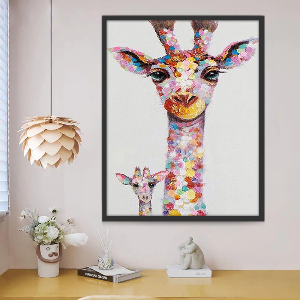 Kleurrijke Giraffe Moeder en Kind Schilderen op Nummers