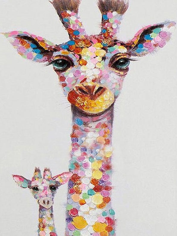 Kleurrijke Giraffe Moeder en Kind Schilderen op Nummers