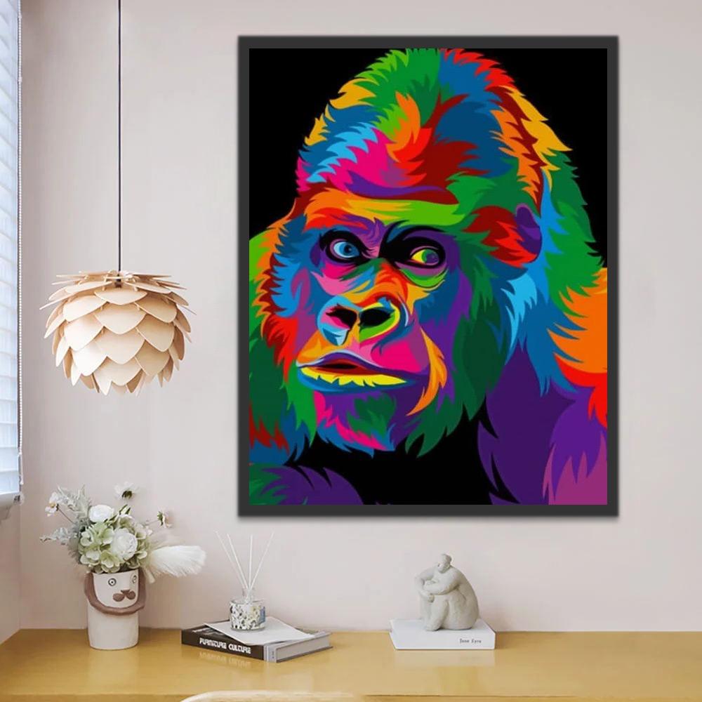 Kleurrijke Gorilla in het Donker Schilderen op Nummers