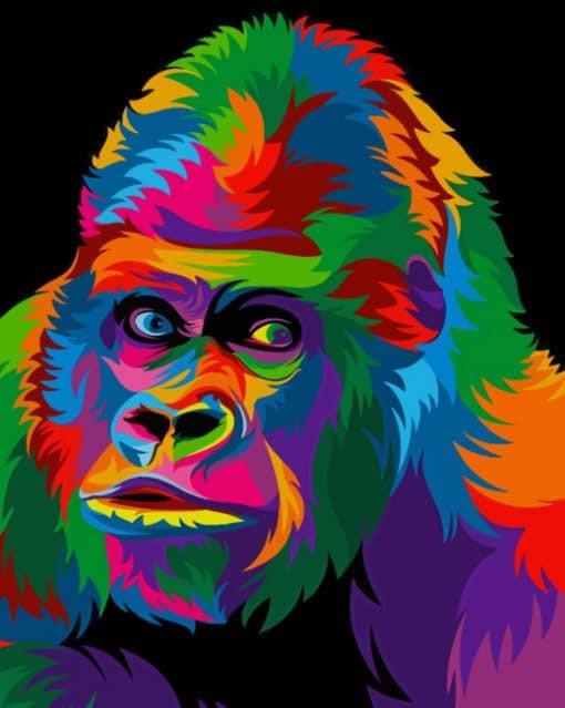 Kleurrijke Gorilla in het Donker Schilderen op Nummers