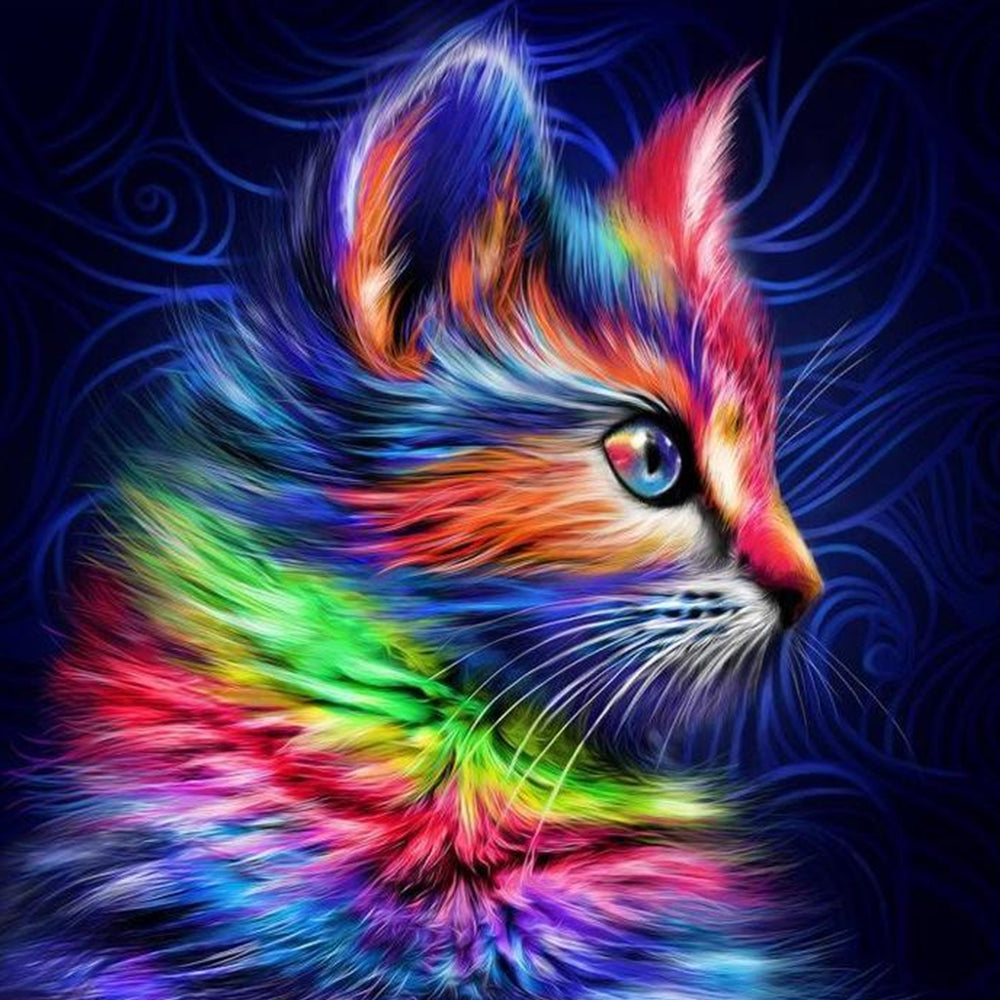 Kleurrijke Kattenkop Schilderen op Nummers