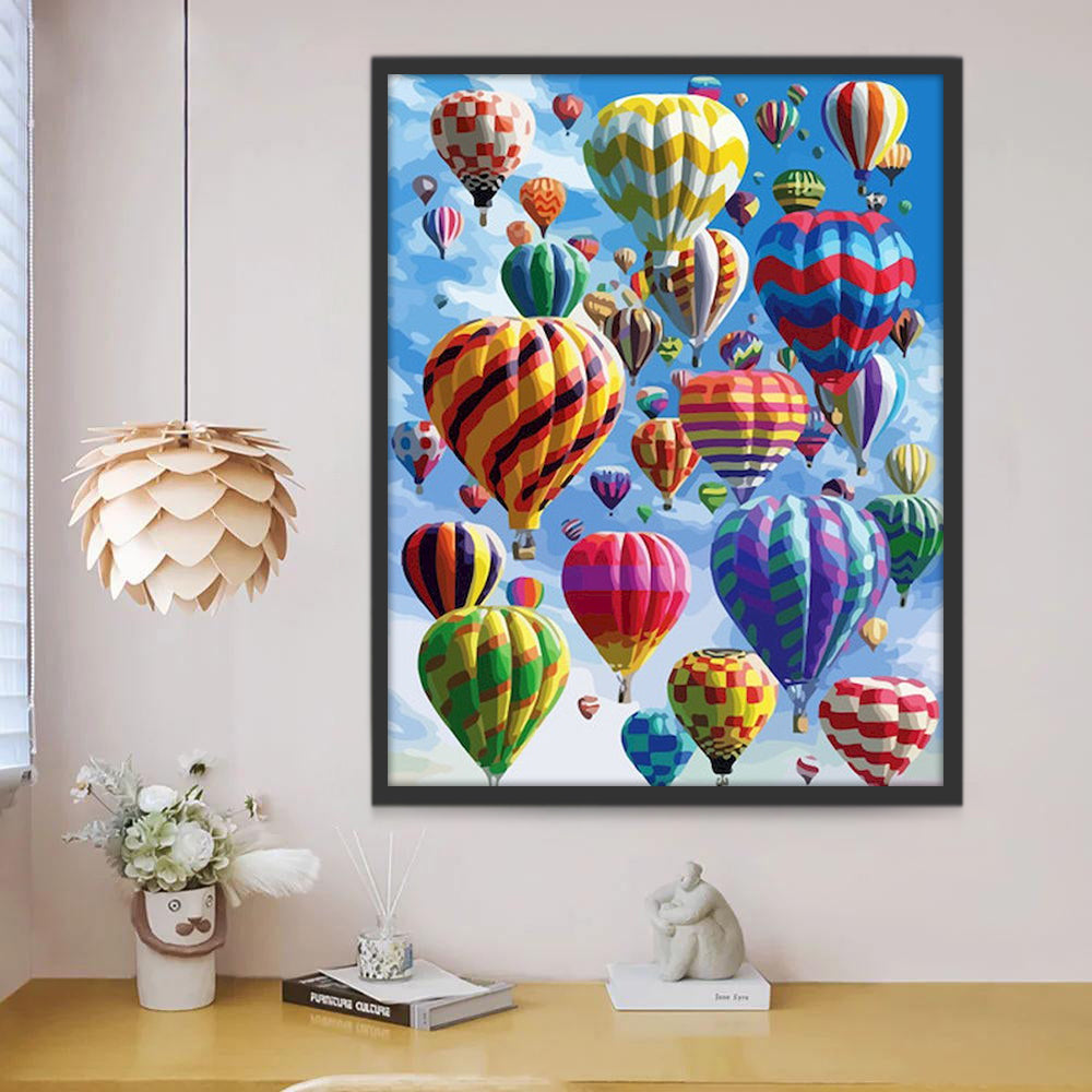 Kleurrijke Luchtballonnen in de Lucht Schilderen op Nummers