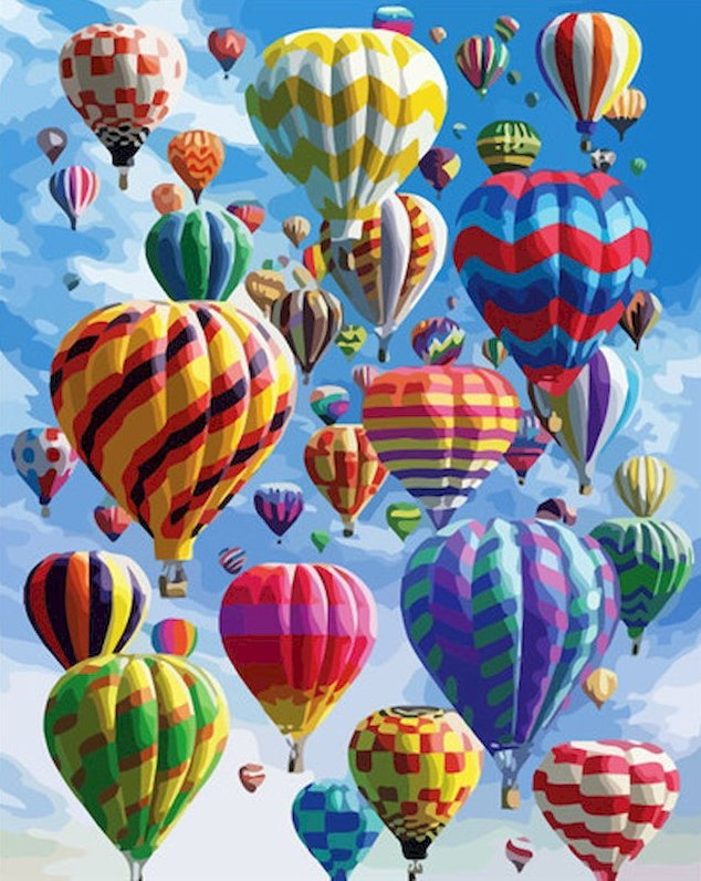 Kleurrijke Luchtballonnen in de Lucht Schilderen op Nummers