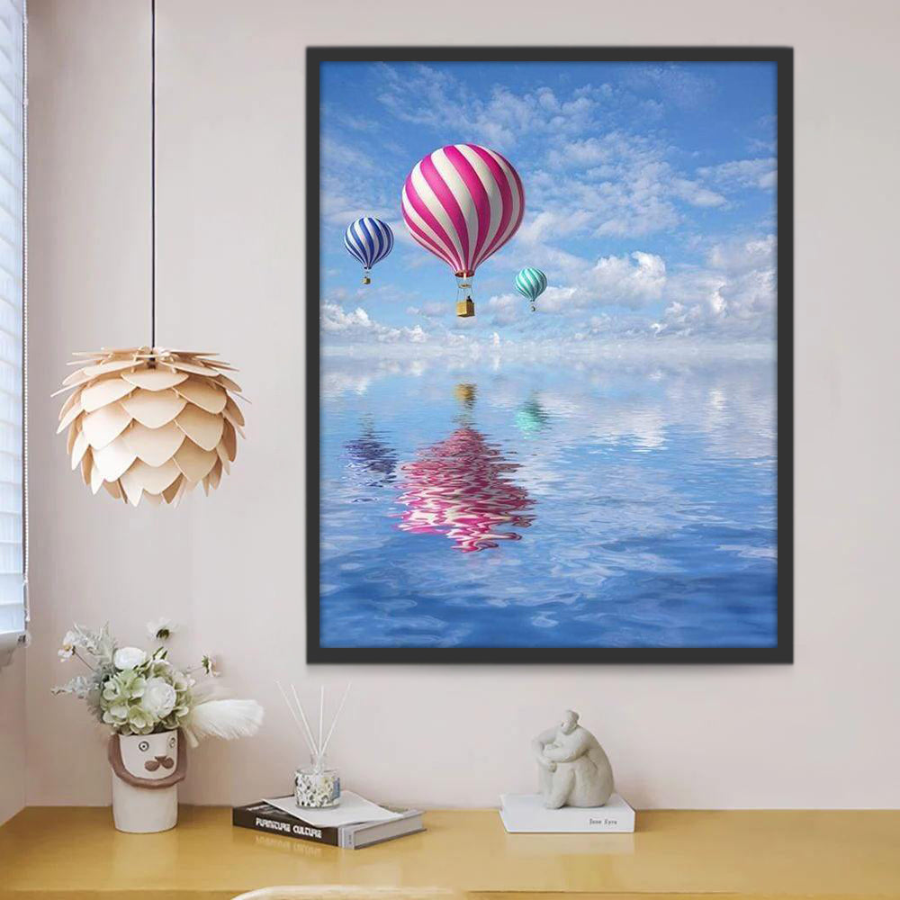 Kleurrijke Luchtballonnen op Zee Schilderen op Nummers