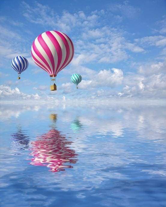 Kleurrijke Luchtballonnen op Zee Schilderen op Nummers