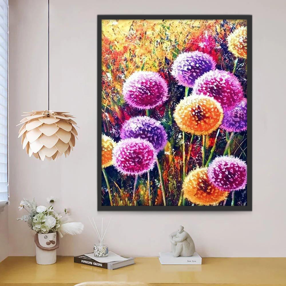 Kleurrijke Paardenbloem in de Bloemenstruik Schilderen op Nummers