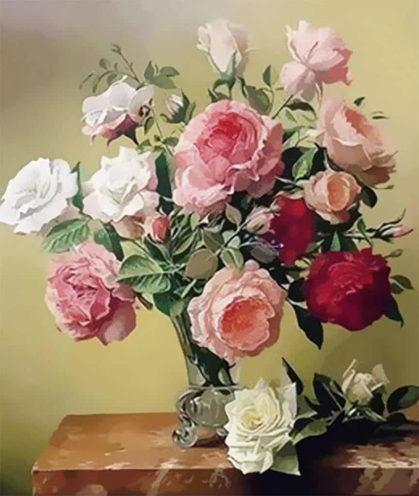 Kleurrijke Rozen op een Oude Tafel Schilderen op Nummers