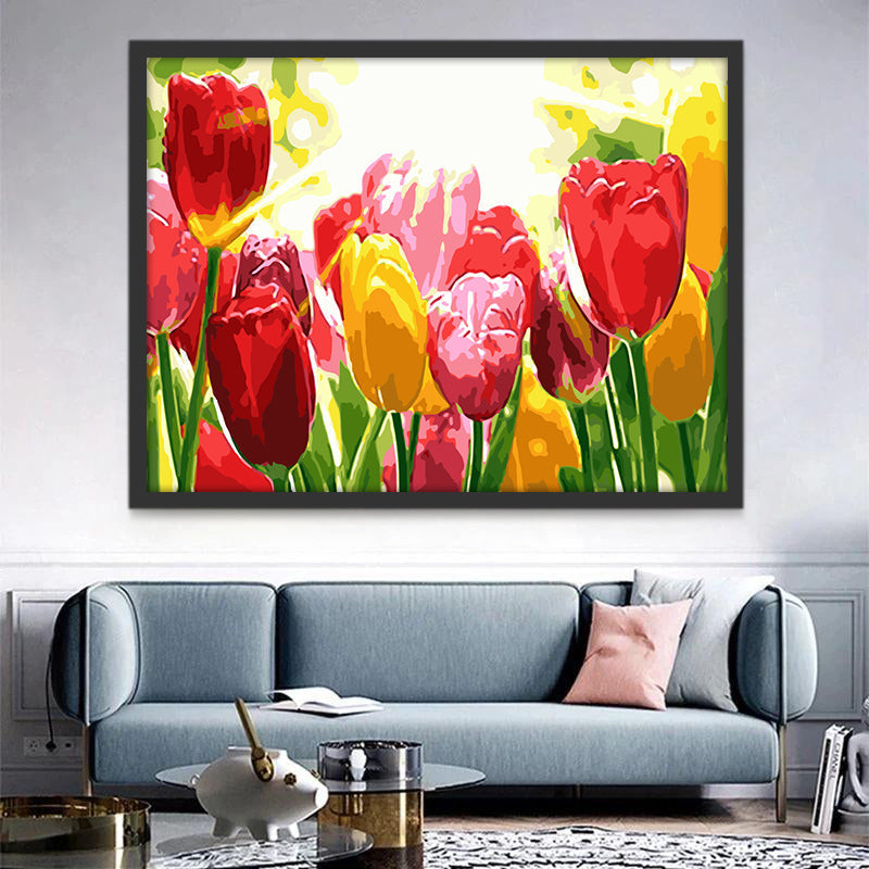 Kleurrijke Tulpen in de Zon Schilderen op Nummers