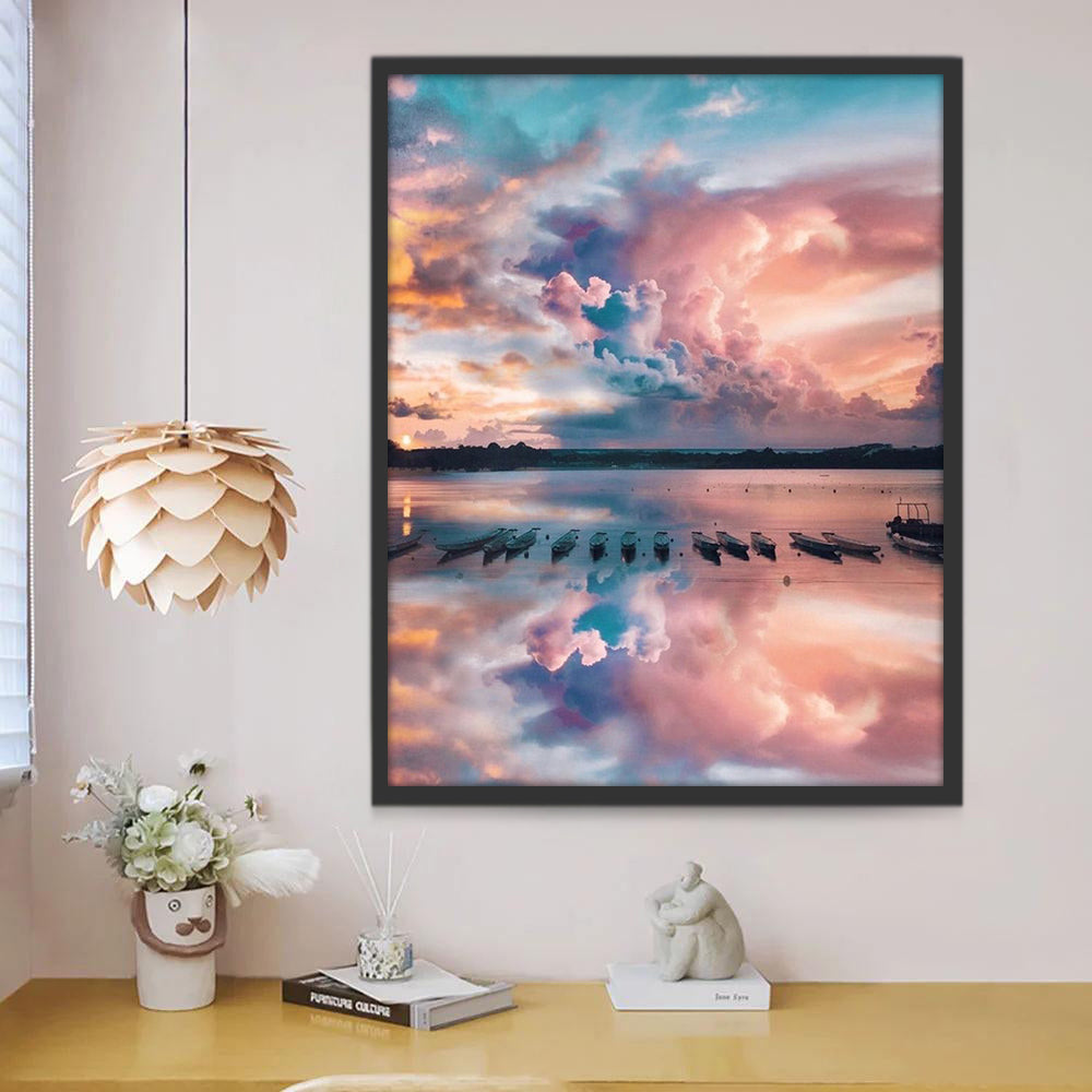 Kleurrijke Wolken en de Zee Schilderen op Nummers